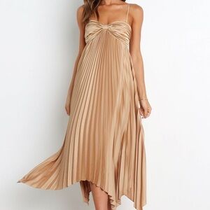 Petal & Pup Asymmetrical Tan Dress